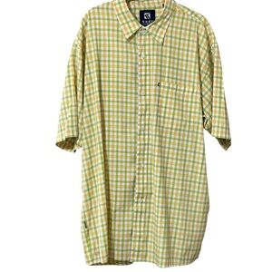 KARL KANI BUTTON DOWN SHORT SLEEVE PLAID SHIRT SZ XL EUC
